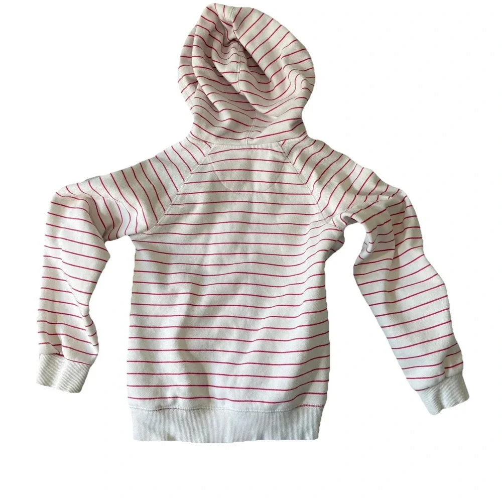 Nike Girls 6X Full Zip Hoodie Pink White Stripe Fleece Swoosh Youth Jacket